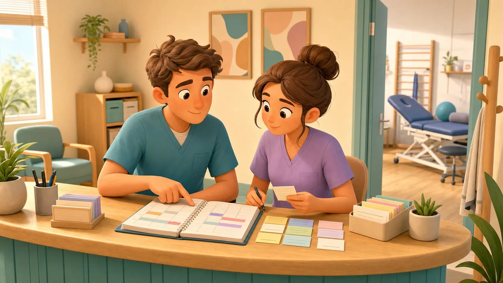 Comic illustration for the Refill slots and notify the right patients use case