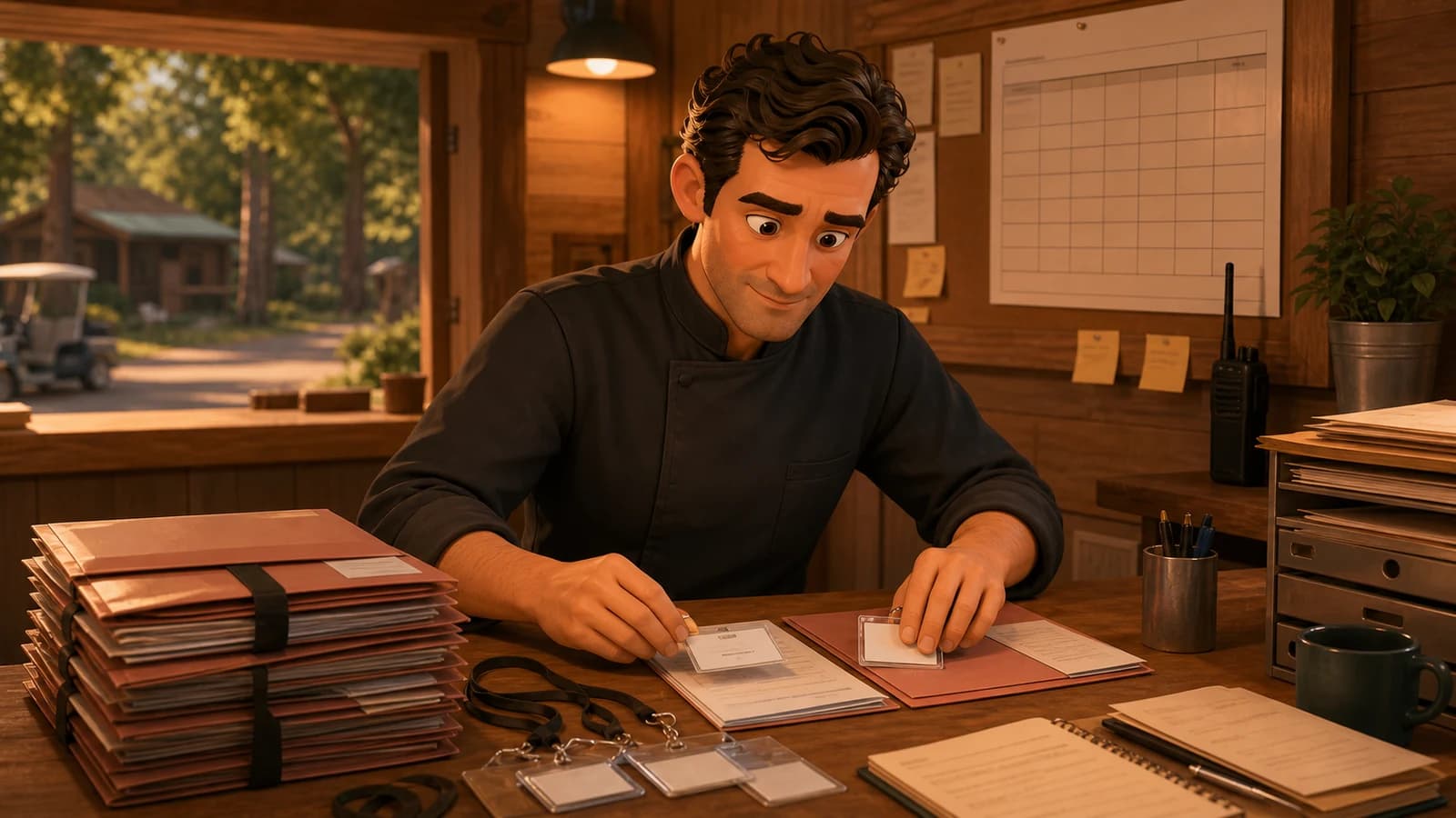 Illustration comics du cas d’usage Pièces, contrats, horaires et arrivée sans panique