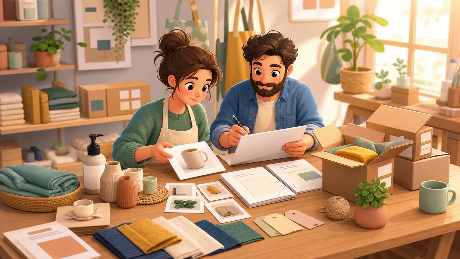 Comic illustration for the Start from real stock, photos and customer questions use case
