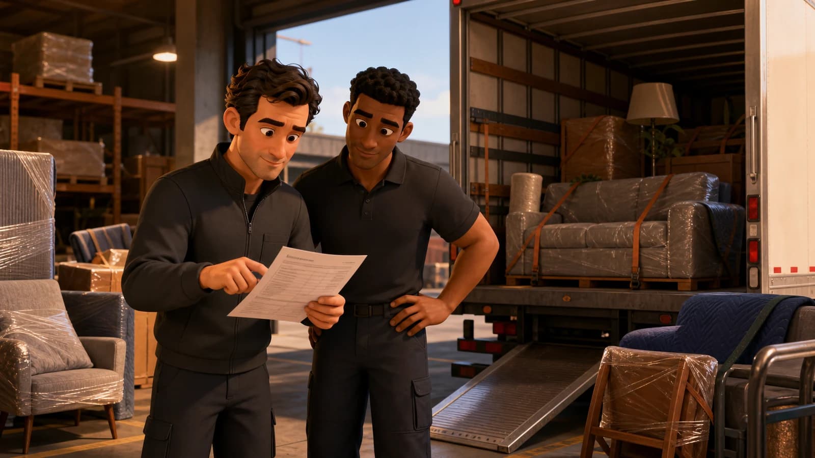 Comic illustration for the Check access, floors and items before the truck use case