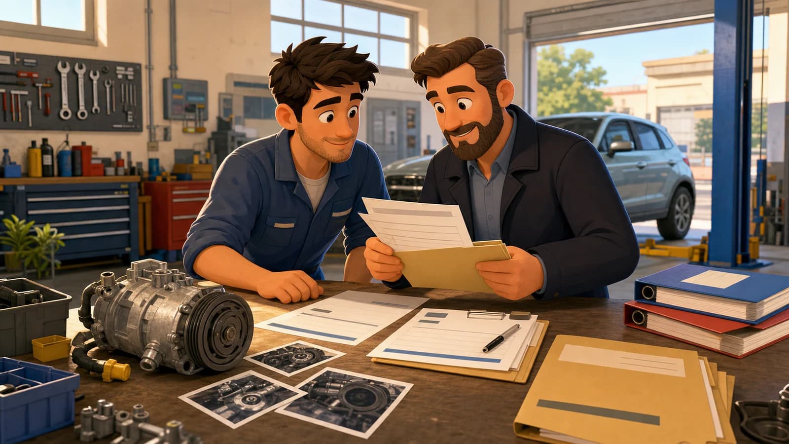 Comic illustration for the Connect fault, part, supplier and customer use case